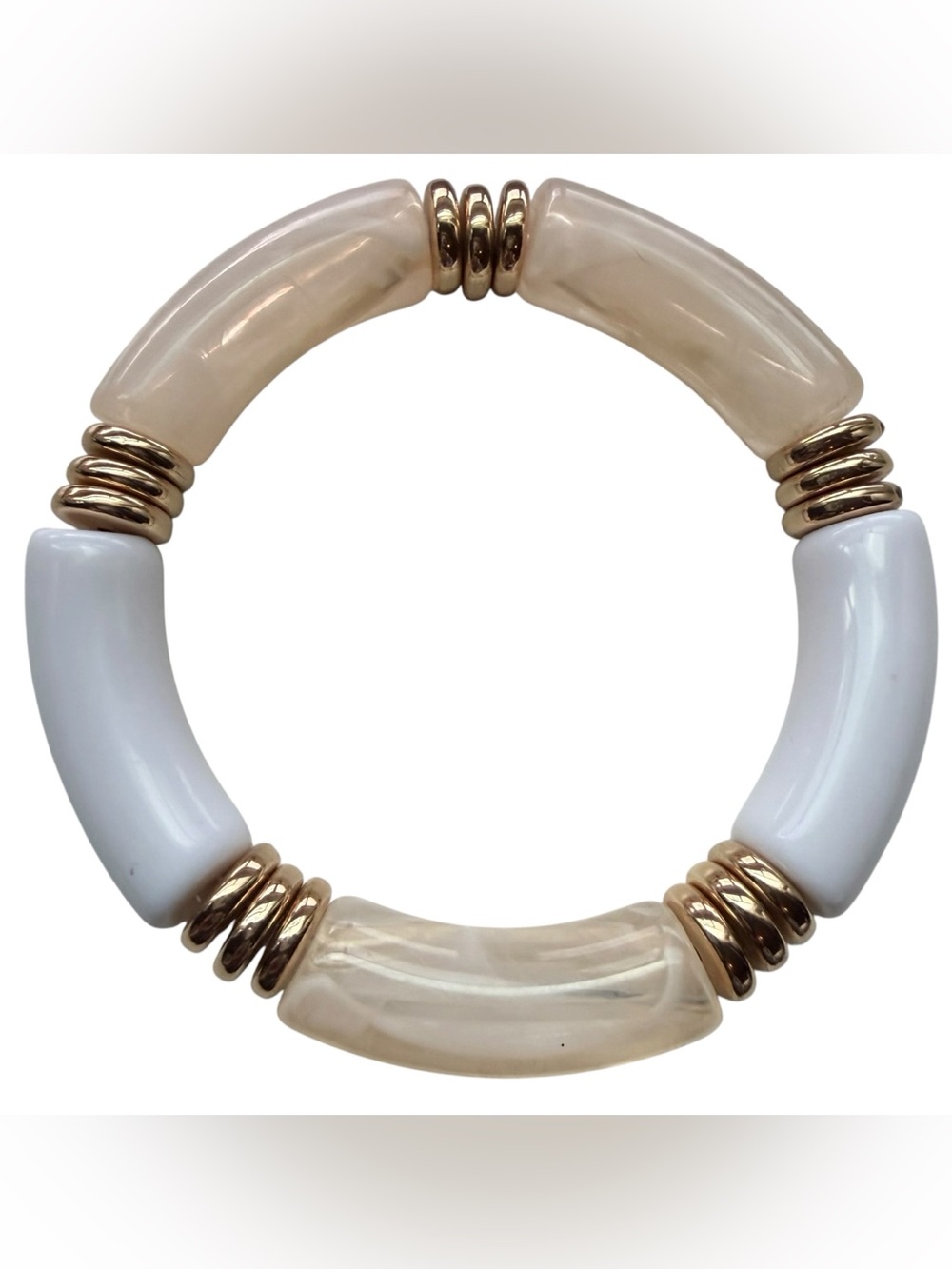 Set of 2 Curved Bangles, Acrylic Curved Tube Elastic Bracelets - Picture 5 of 10